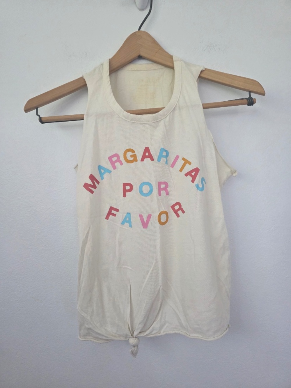 Fifth Sun Women's "Margaritas Por Favor" Tie Front Tank Top